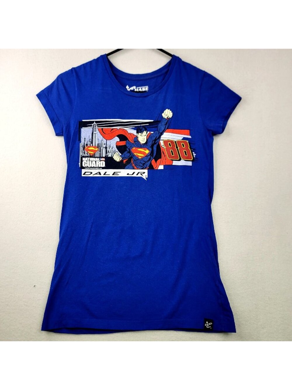 Chase Authentics Dale Jr Superman NASCAR Graphic Tee XS Blue Casual Streetwear